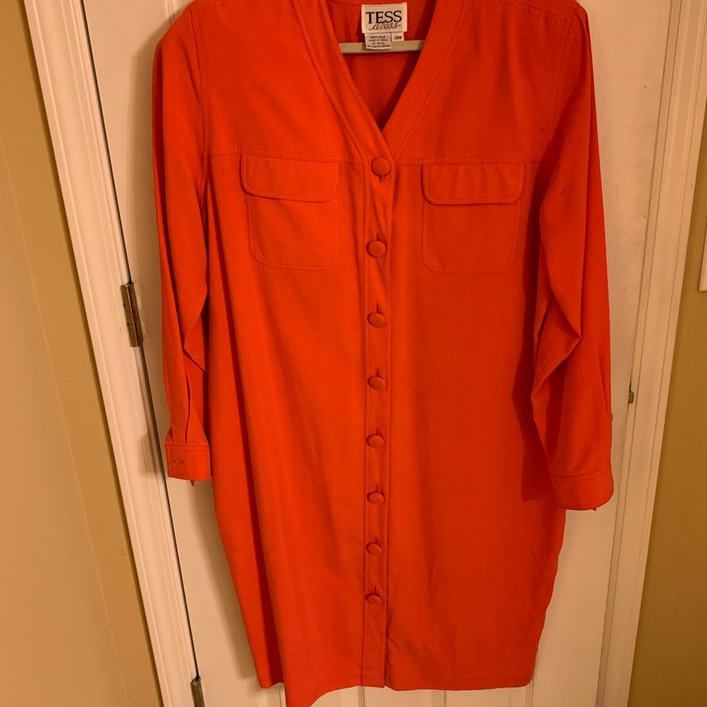 Tess 100% Silk Salmon Dress, Size 14W